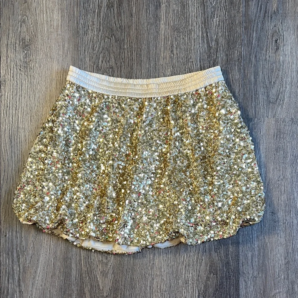 GAP Girl’s Sparkling Gold Sequin Skirt Size XL/12